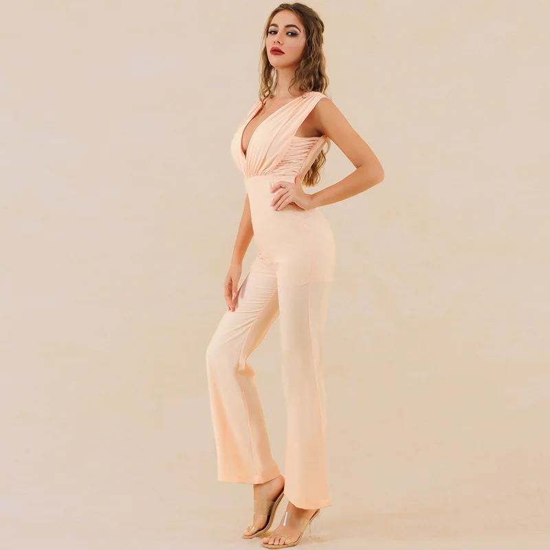 Женский офисный комбинезон без рукавов INDRESSME вечерние длинные брюки с глубоким v