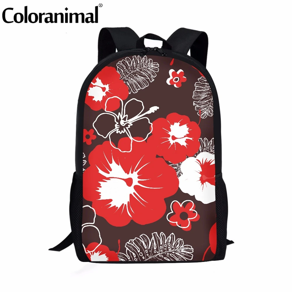 Школьный ранец для девочек Coloranimal Pretty Hibiscus с цветочным принтом вместительный