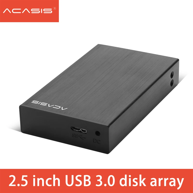 Корпус для HDD Acasis, USB3.0 2,5 дюйма, 2 пластины, SATA, 5 Гбит/с, док-станция для внешнего hdd с поддержкой RAID 2 ТБ - изображение