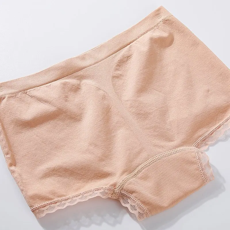 Женские трусики теплые трусы с кружевом одноцветные бесшовные кружевные высокой
