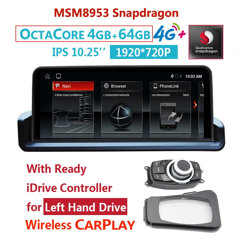 

10.25"Android 10.0 8core 4G 64G Car Multimedia Player For BMW Series 5/3 E60 E61 E62 E63 E90 E91 GPS Navigation Auto Radio