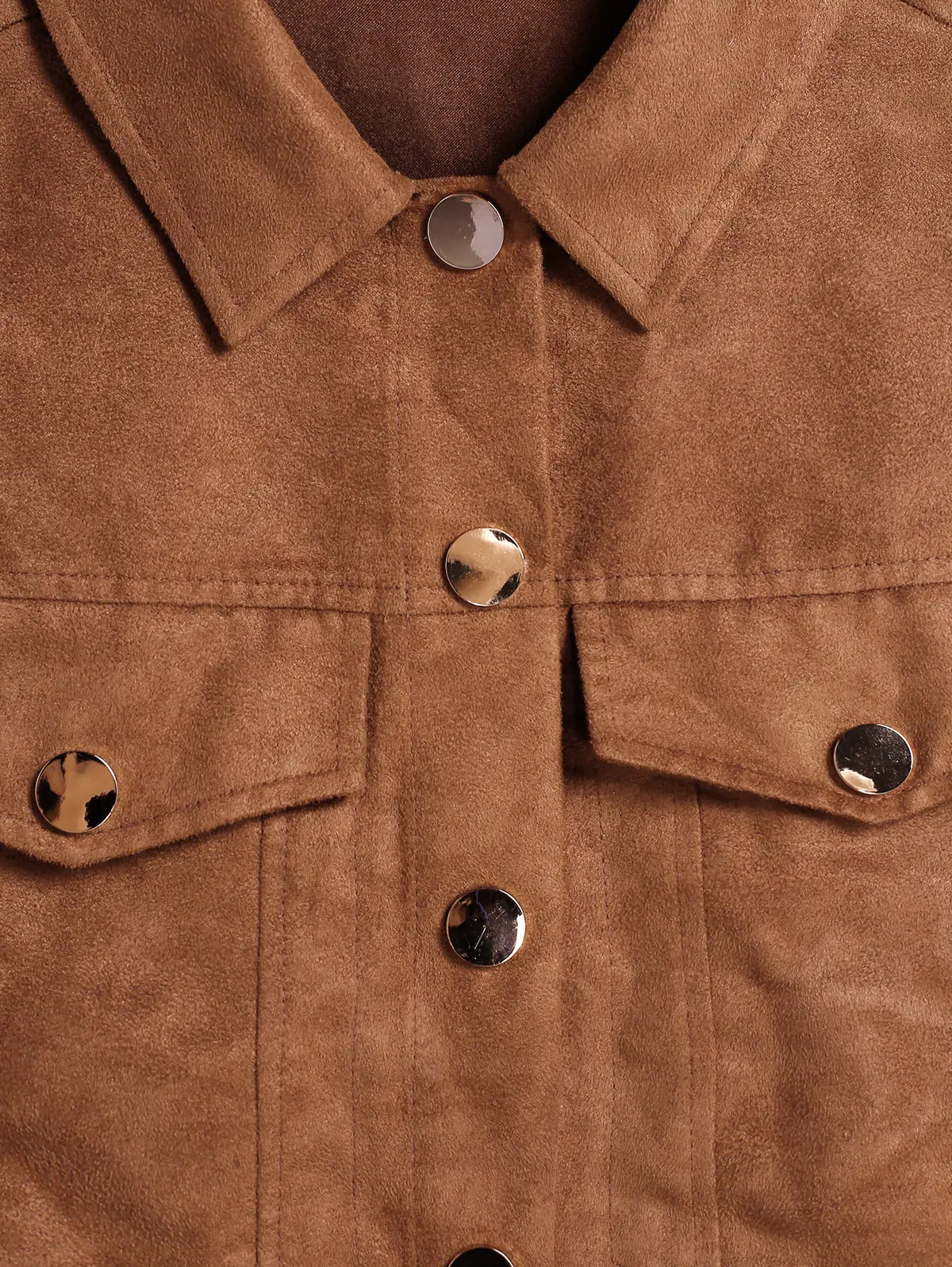 Укороченная куртка из искусственной замши с кнопками ZAFUL длинные рукава