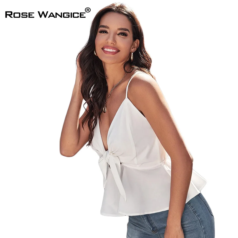 

Sexy Hollow-out Belt Vest T-shirt White Sweet Elegant Flounces Hem Women Clothing Summer Pure Color Halter Belt Short Sleeves