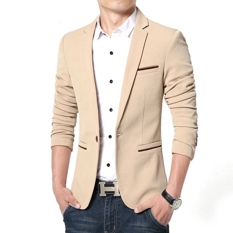 Men Blazer Casual New Spring Fashion Brand High Quality Cotton Slim Fit Suit Terno Masculino Business Blazers | Мужская одежда
