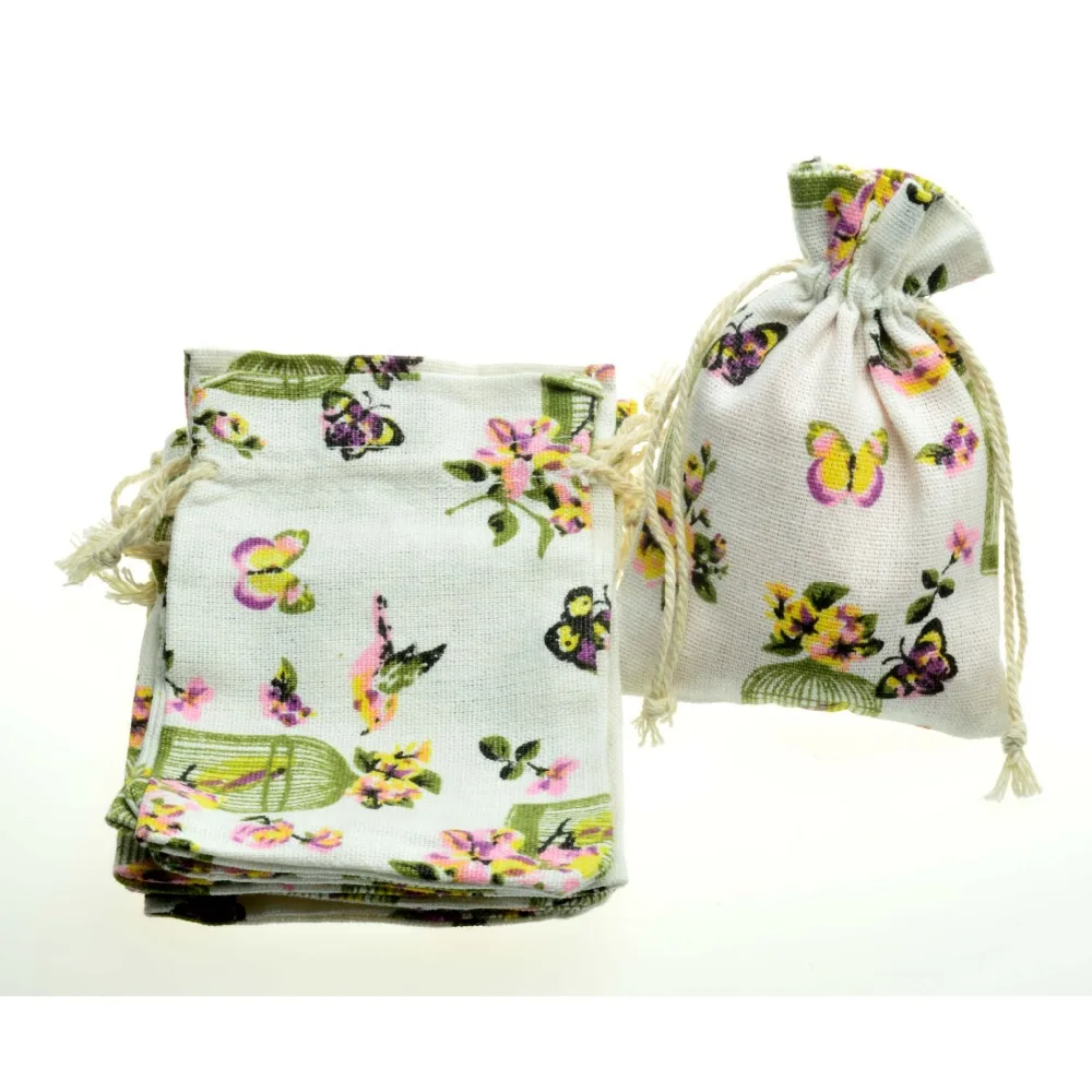 

10pcs/Lot Butterfly Flower Jewelry Packing Cotton bag 10x14cm,packaging Drawstring Gift bags & Pouches Christmas/Wedding Bag
