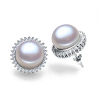 new fashion pearl earrings pearl for women classic audrey hepburn fresh water pearl silver earrings wedding jewelry