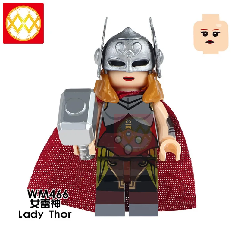 WM466ladythor Фильм Тор Ragnarok Odin Loki Hela Валькирия битва лошадь Frigga Hemidall Джейн Фостер Халк Sif строительные блоки кирпичная игрушка малыш - Цвет: WM466ladythor
