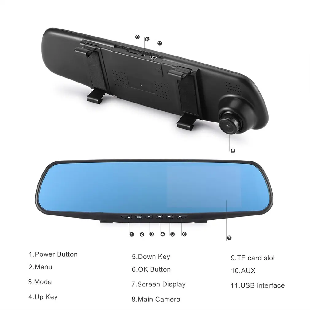 

4.3 Inch Rearview Mirror Car Dvr Camera Hd 1080P Car Mirror Video Recorder with Rear View Camera Car Screen Mirror Dash Camera
