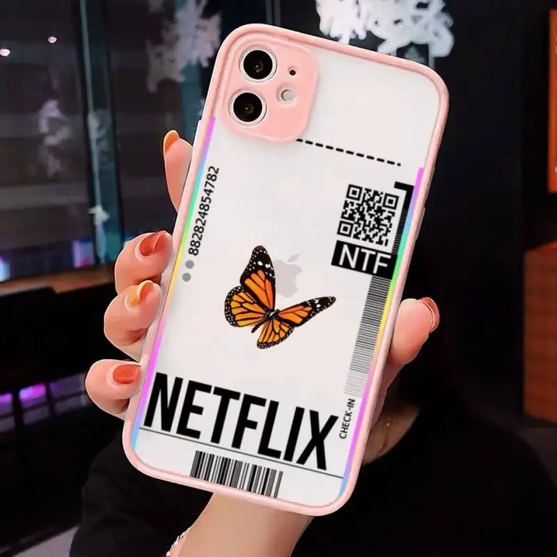 

World Label Air Tickets butterfly Phone Cases Matte transparent For Pink iPhone 12 Mini 11 Pro XR XS Max 7 8 Plus X Back Cover