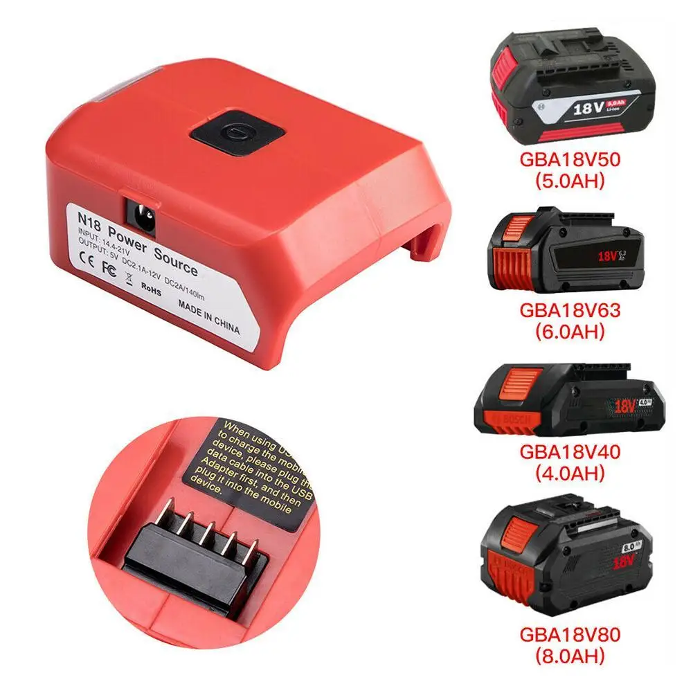 

Adapter LED Light Working Lamp Flashlight Torch USB Mobile Phone Charger DC 12V Output For Milwaukee 18V Li-ion Battery M18