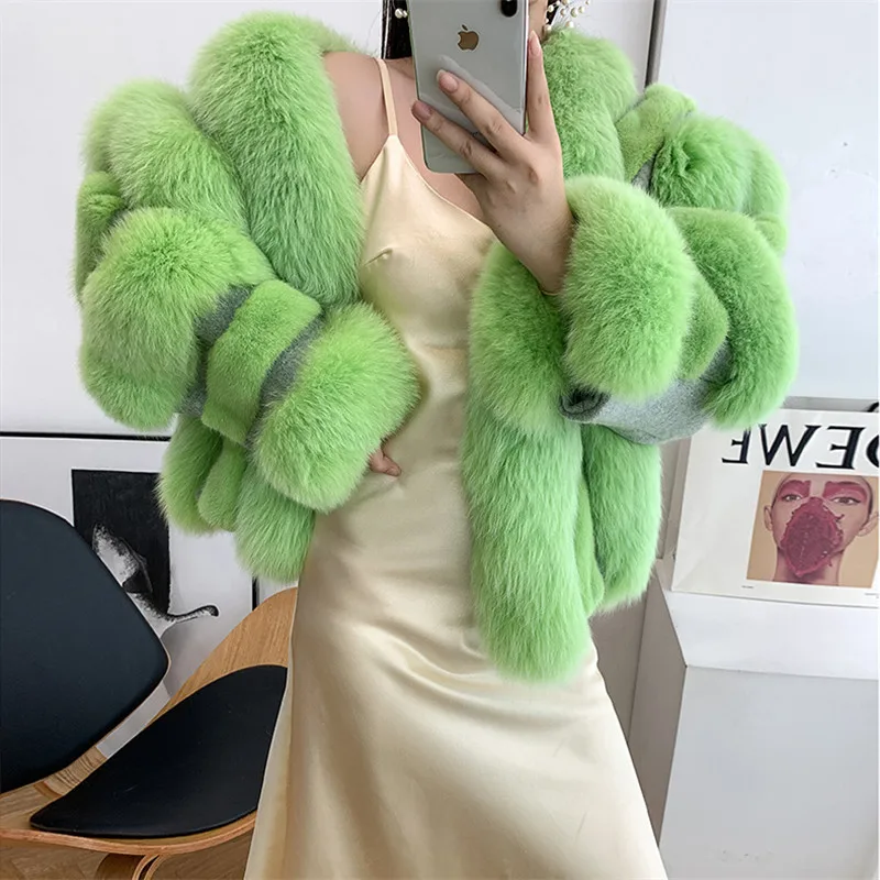 FURSARCAR 2021 New Fashion Natrual Real Fur Coat For Women Winter Fox Fur Jacket Feamle Pink Mink Fur Outwear Cute Party Coats