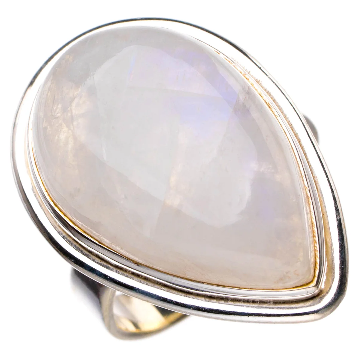 

StarGems Natural Rainbow Moonstone Handmade 925 Sterling Silver Ring 6.75 D5147