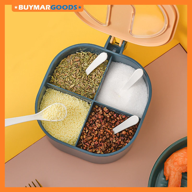 

Многоцветная коробка для приправ с ложкой, набор кухонных аксессуаров, бытовой контейнер для специй, большой комплект, пластиковая коробка ...