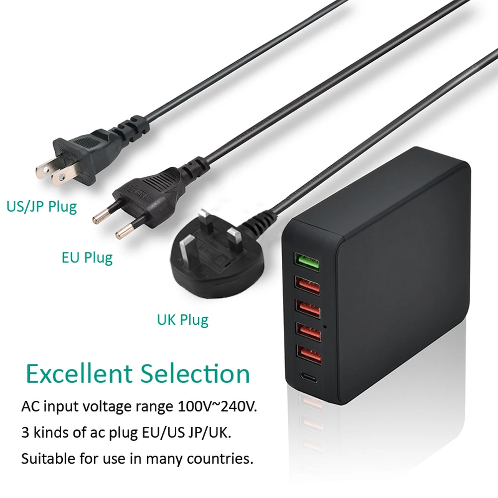Многократное Зарядное устройство USB для телефона с быстрой зарядкой 3 0 и портом