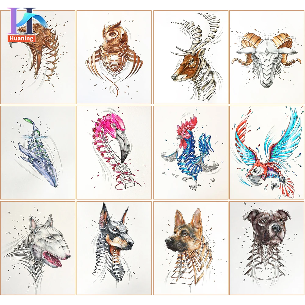 

Huaning Art Animals DIY Oil Painting By Number Calligraphy Painting Acrylic Paint On Canvas For Home Decor 80x100cm Artwork Gift