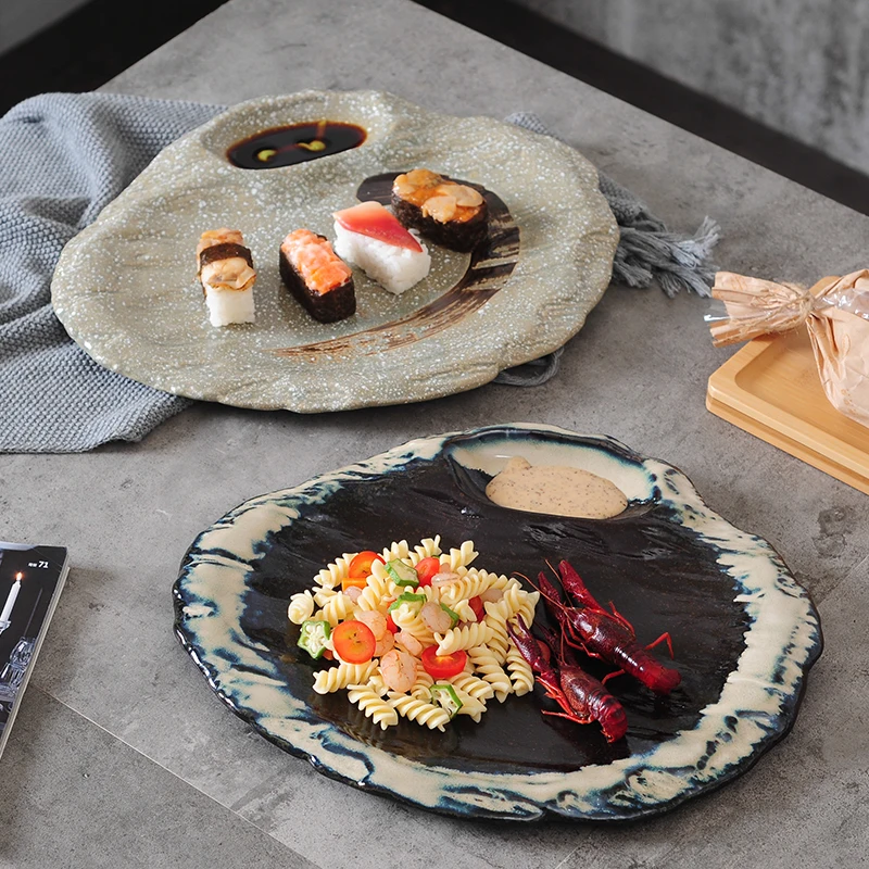 

Japanese Sushi Plate Retro Personality Ceramics Steak Plate Creative Western Steak Dinner Plates Restaurant Tableware Dishes