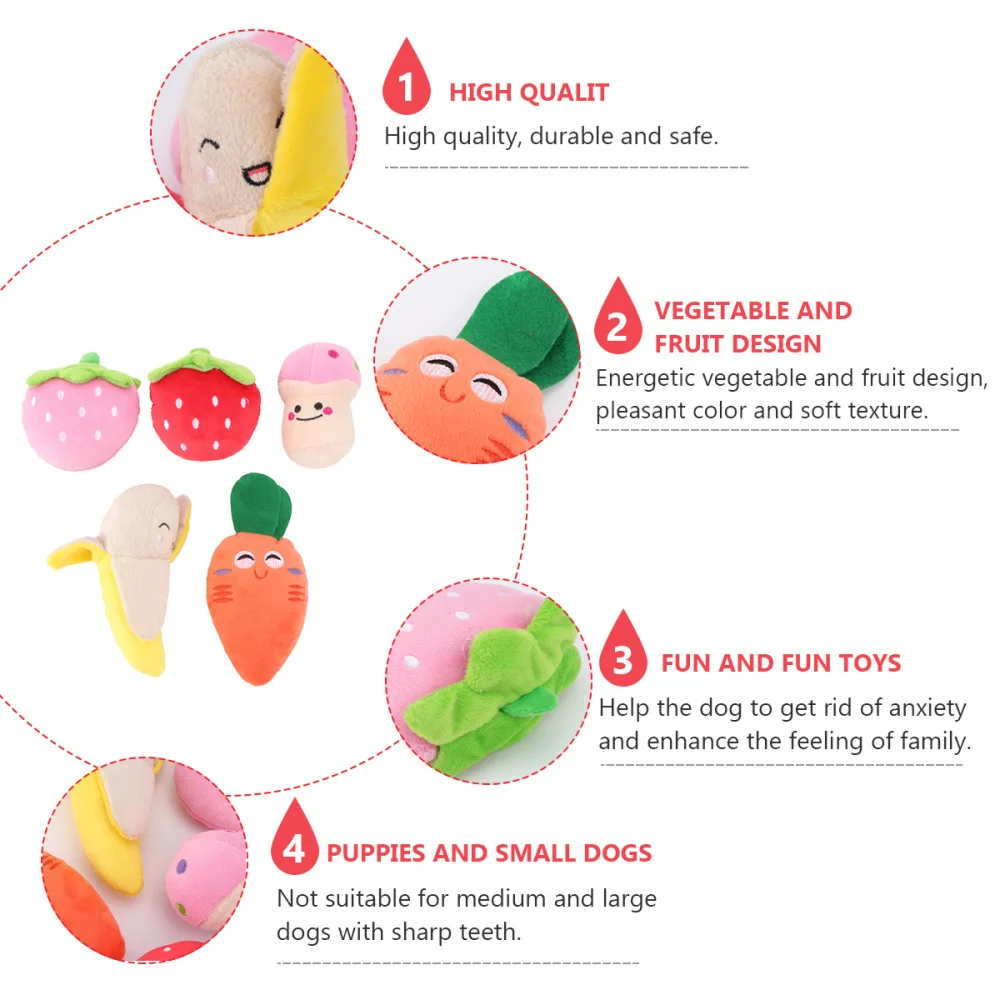 5 шт. пищалка Игрушки для маленьких собак пищевые животные плюшевые игрушки