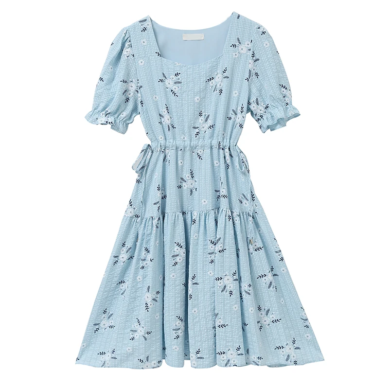 

White Cotton and Linen Dress Female Summer 2021 New Style French Retro Square Collar Gentle Fairy Temperament Dress Sexy Dress