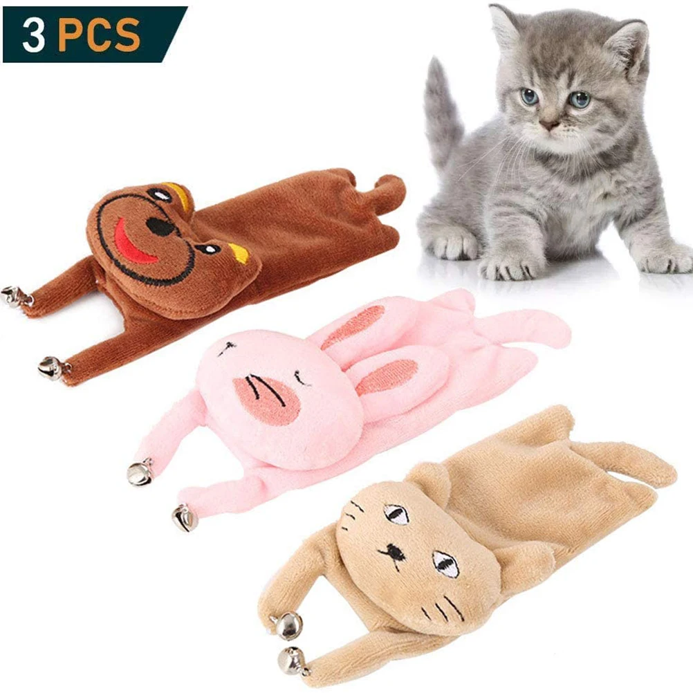 

3 pcs Funny Pet Cat Catnip Toys Cute Animal Design Plush Interactive Chew Toys with Bell cat accessories Stuffed toys For chats