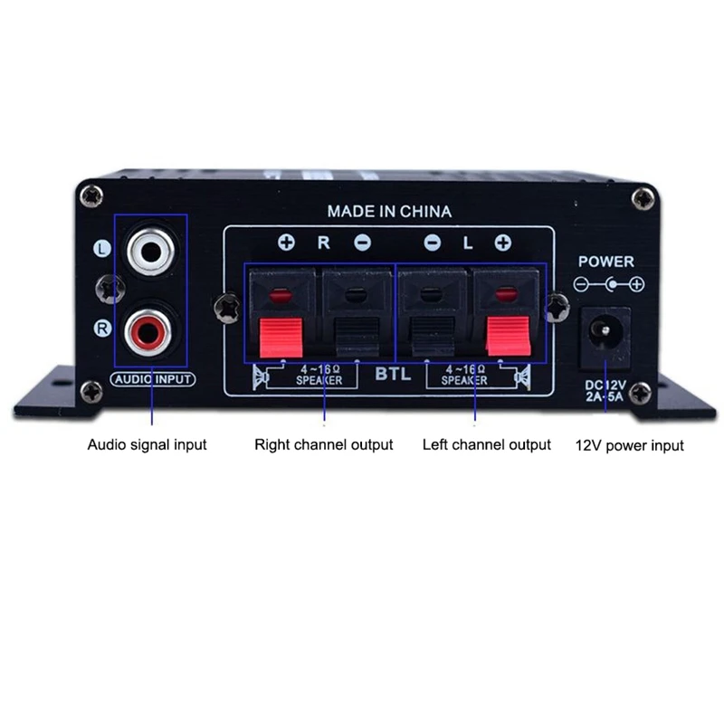 20Wx2 мини стерео усилитель DC12V двухканальный Hi-Fi o плеер поддержка телефона DVD вход