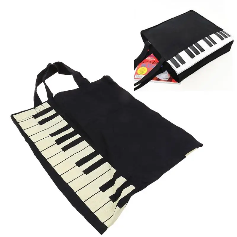 

50LD Hot Fashion Black Piano Keys Music Handbag Tote Bag Shopping Bag Handbag