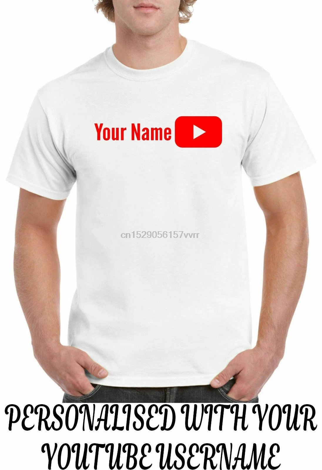 PERSONALISED YOUTUBER T-SHIRT ADD YOUR YOUTUBE USER NAME ADULT KIDS TOP | Мужская одежда