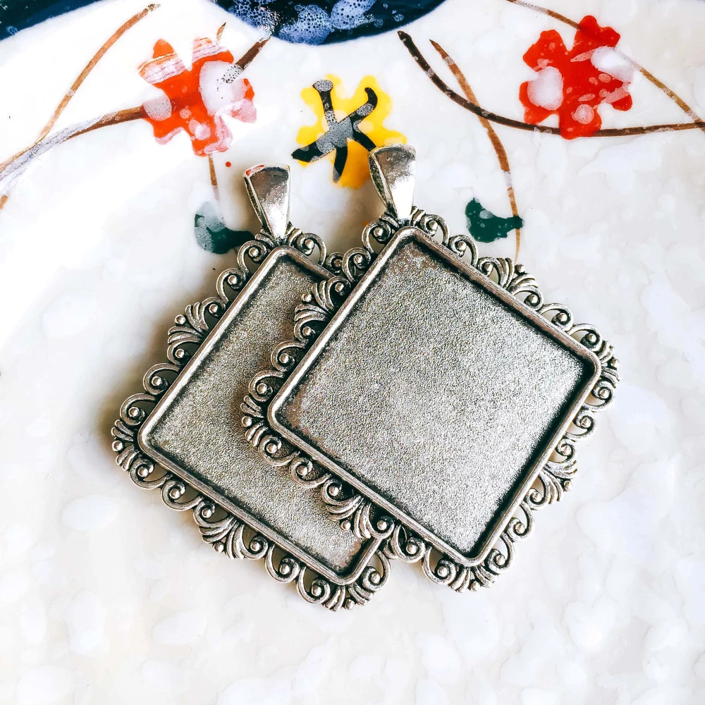 5 шт./лот 30 мм ожерелье с подвеской античная бронза серебро стекло Кабошон Пустые