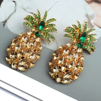wholesale fashion hanging earrings charm luxury pineapple glossy crystal pendientes jewelry aesthetic accessories for women