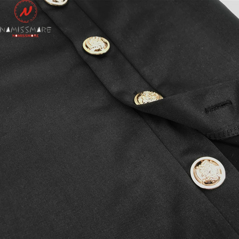 

Elegant Fashion Women Autumn Winter Black Pencil Dress Button Decor O-neck Long Sleeve Solid Color Slim Hips Pullover Mini Dress