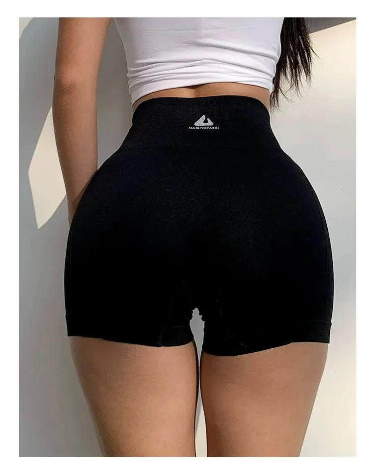 

2021 High Waist Sports Shorts Women's Elastic Tight-fitting Belly Yoga Pants Quick-drying Running Training Fitness Pants