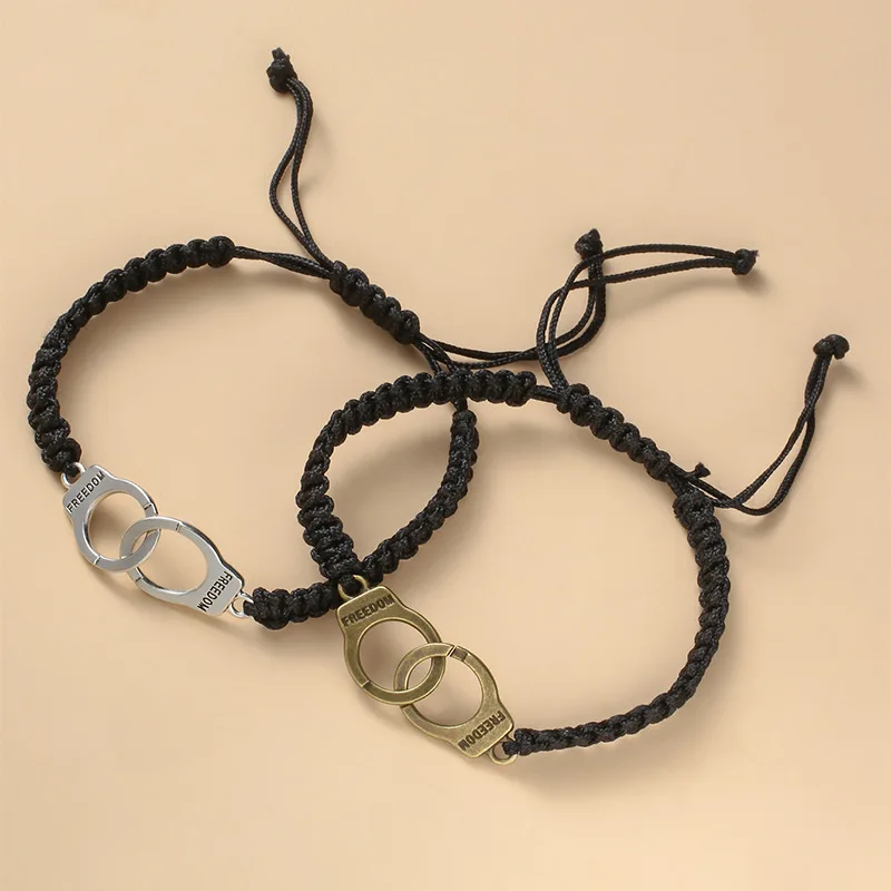 Романтический браслет для пар влюбленных креативные наручники Черная веревка