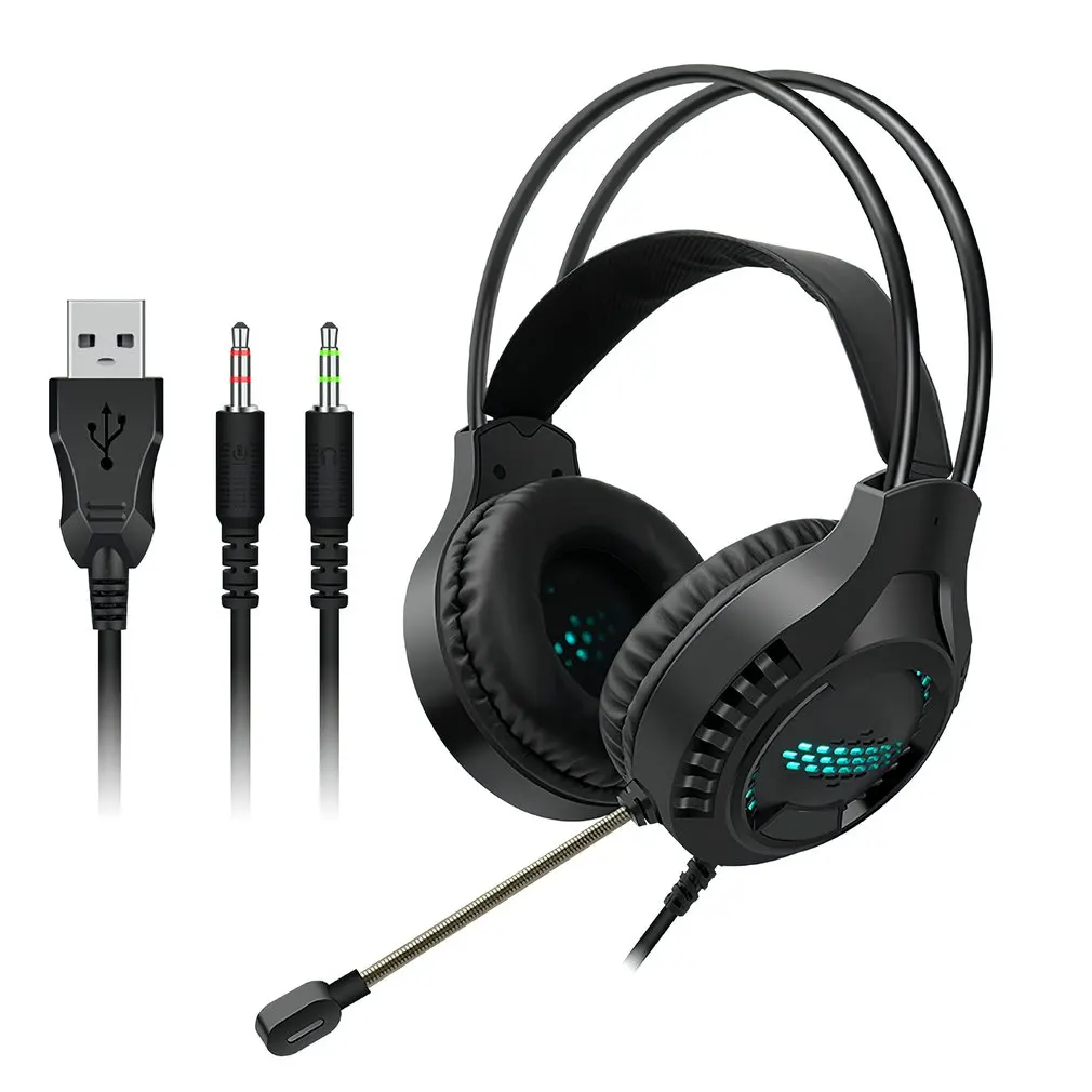 

AK3 Head-mounted Earphone Portable Gamer Headphone Wired Luminous Desktop Multi-function Computer Gaming Headsets
