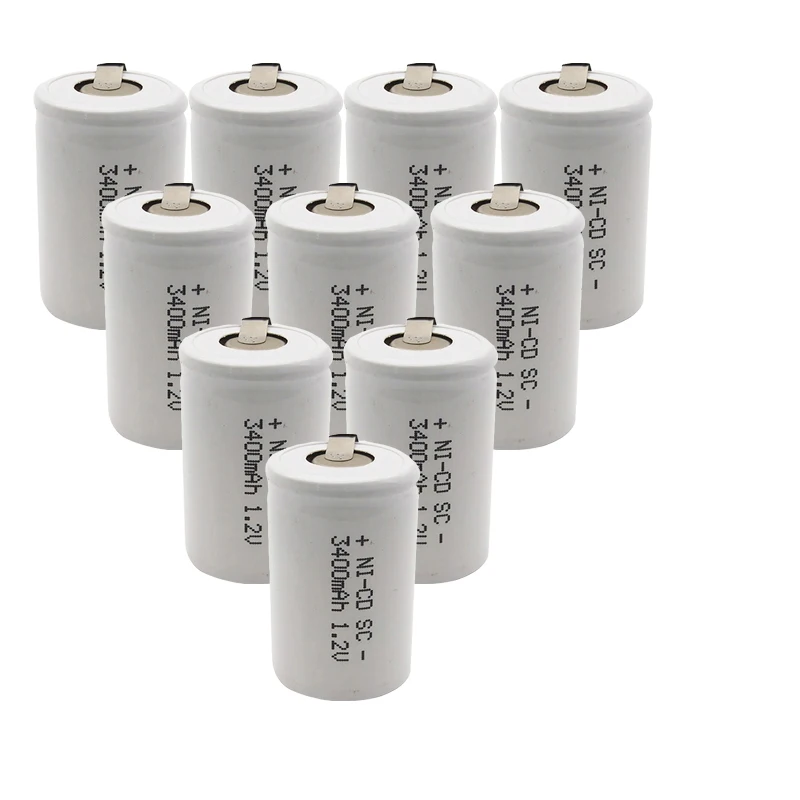 MJKAA SC 3400mah 1,2 V 22*42 Ni-CD аккумуляторная батарея Sub C с удлинителем, обработанным в инструментах, батарейный блок - Цвет: 10pcs