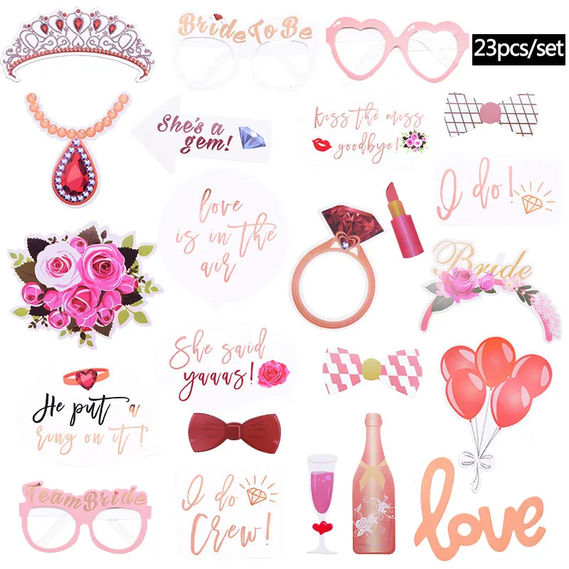 

Wedding Party Decoration Hen Party Photo Booth Props Bride To Be Photobooth Just Married Banner Bachelorette Party Accessories