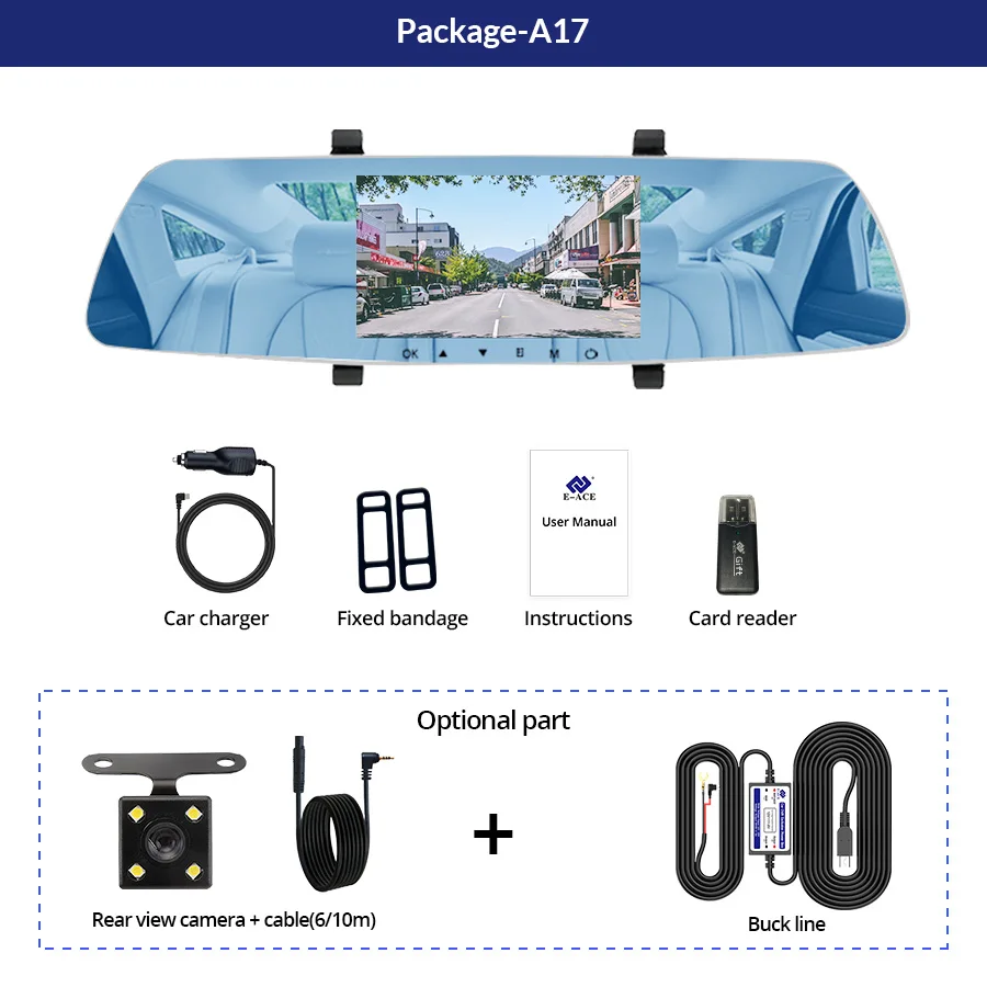 E-ACE A17 5 дюймов Автомобильный видеорегистратор с сенсорным экраном HD 1080P авто