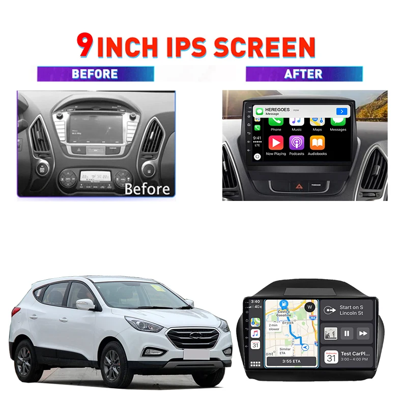 Автомобильный мультимедийный плеер DSP Android 12 0 для Hyundai Tucson 2 IX35 2009-2015 9 дюймов 6 + 128G