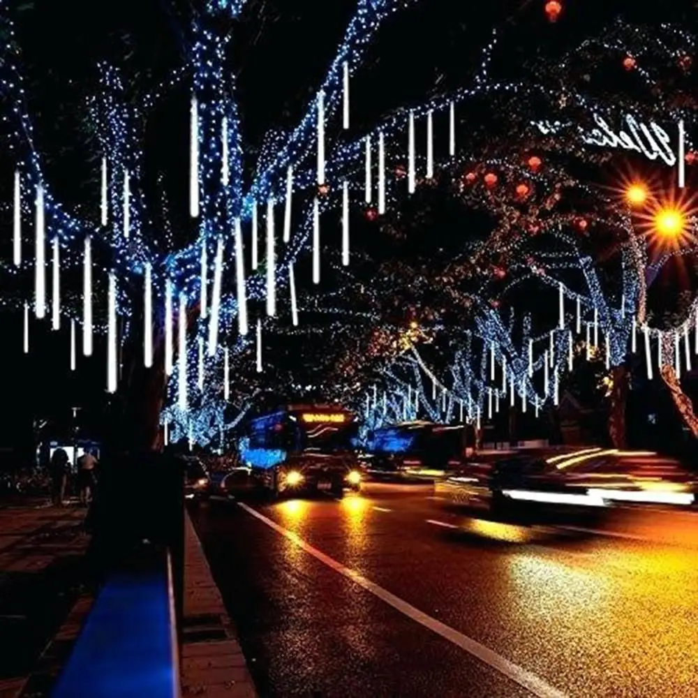 Водонепроницаемый 5 видов цветов EU Plug гирлянда 4 трубы светодиодный Метеоритный