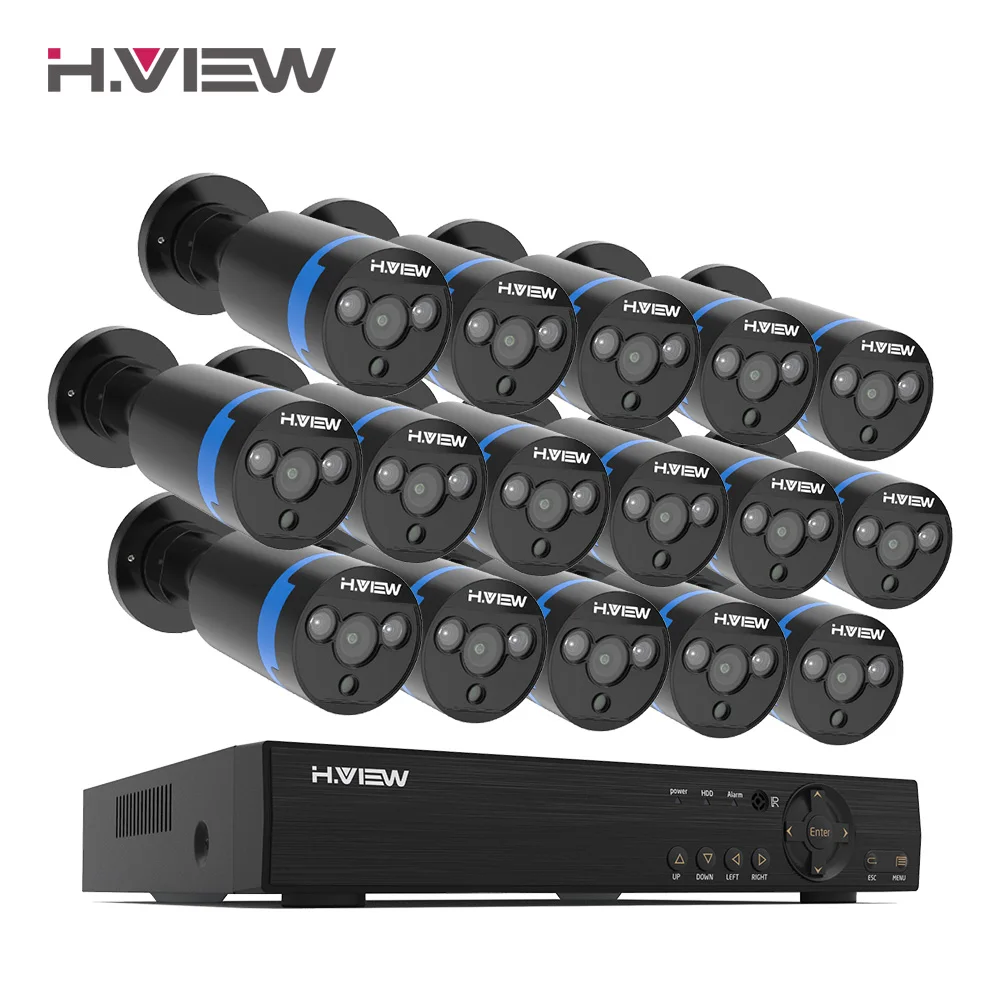 H. View 16CH система видеонаблюдения 16 1080P уличная камера безопасности 16CH CCTV DVR комплект видеонаблюдения iPhone Android Удаленный просмотр