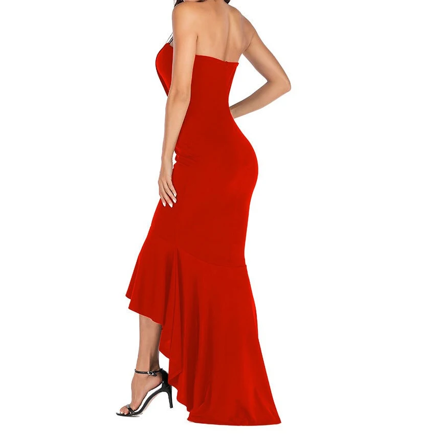 Топ-труба сексуальные платья для женщин Русалка бодикон тонкая длина до пола с