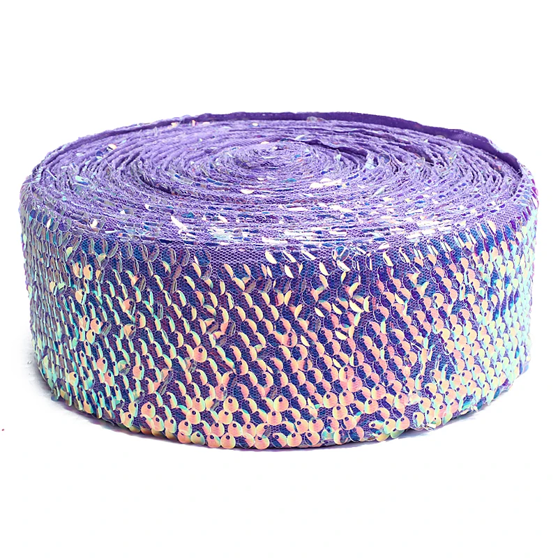 Бесплатная доставка 3 дюймов Листон 75 мм двухсторонняя Ткань блесток Лента для