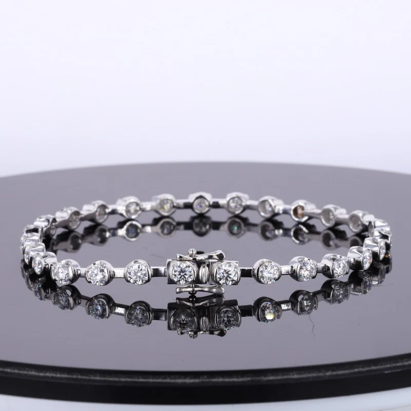 Браслет из 14-каратного золота с муассанитом цвет D 3 5 мм очаровательные ювелирные