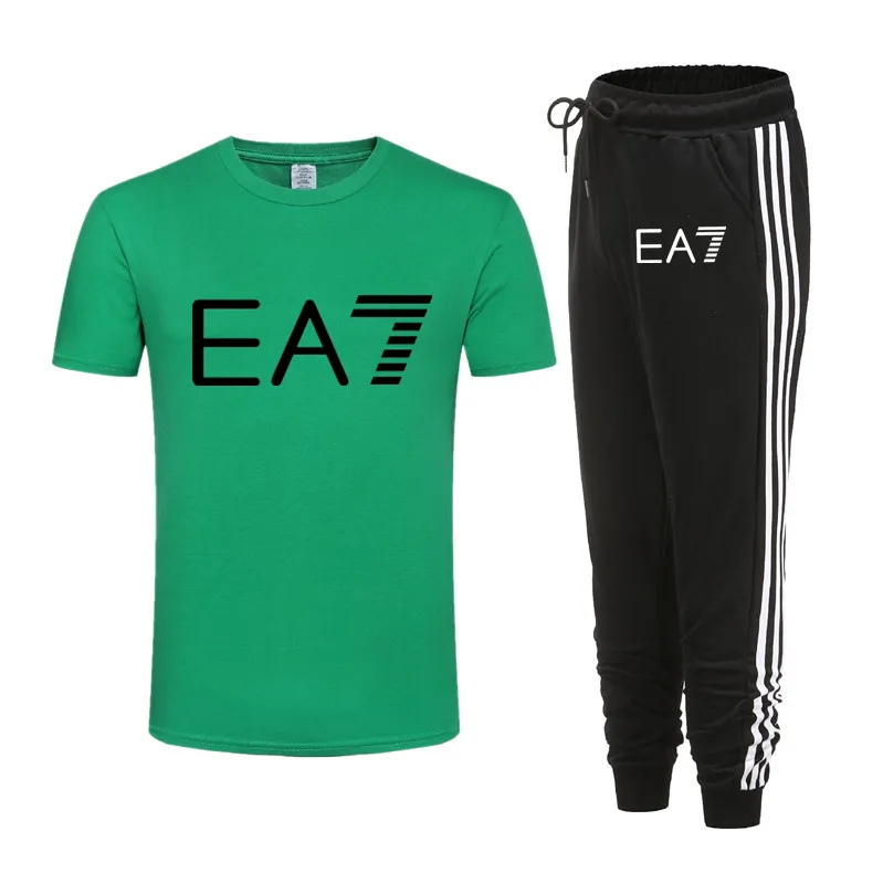 

Men's T-Shirt With Short Sleeves + Sports Trousers, Breathable Cotton And Comfortable Classic Print, The Latest Men's Suit For S