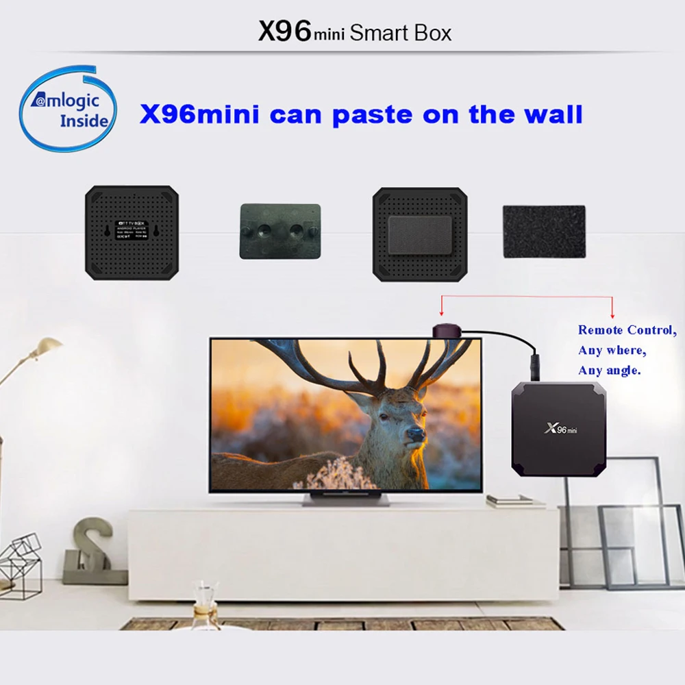 ТВ-приставка X96 mini на Android 4K 7 1 С четырехъядерным процессором Amlogic S905W 2 ГБ 16 4 ГГц Wi-Fi