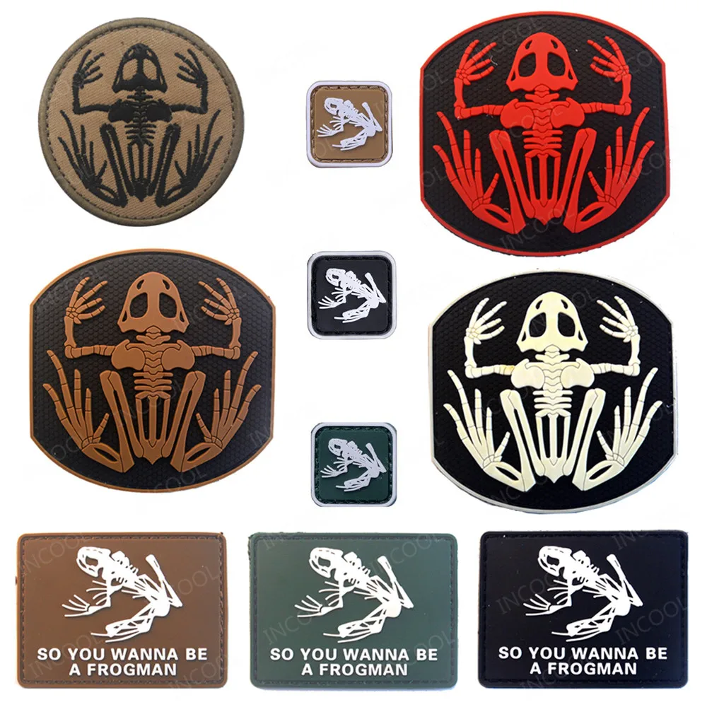 3D лягушка нашивки в виде животных Скелет резиновые ПВХ тактические военные