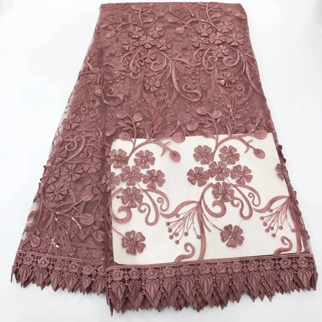 

African Beaded 3D Tulle Lace Fabric 2019 African French Lace Fabric High Quality Nigerian Embroidery Tulle French Lace