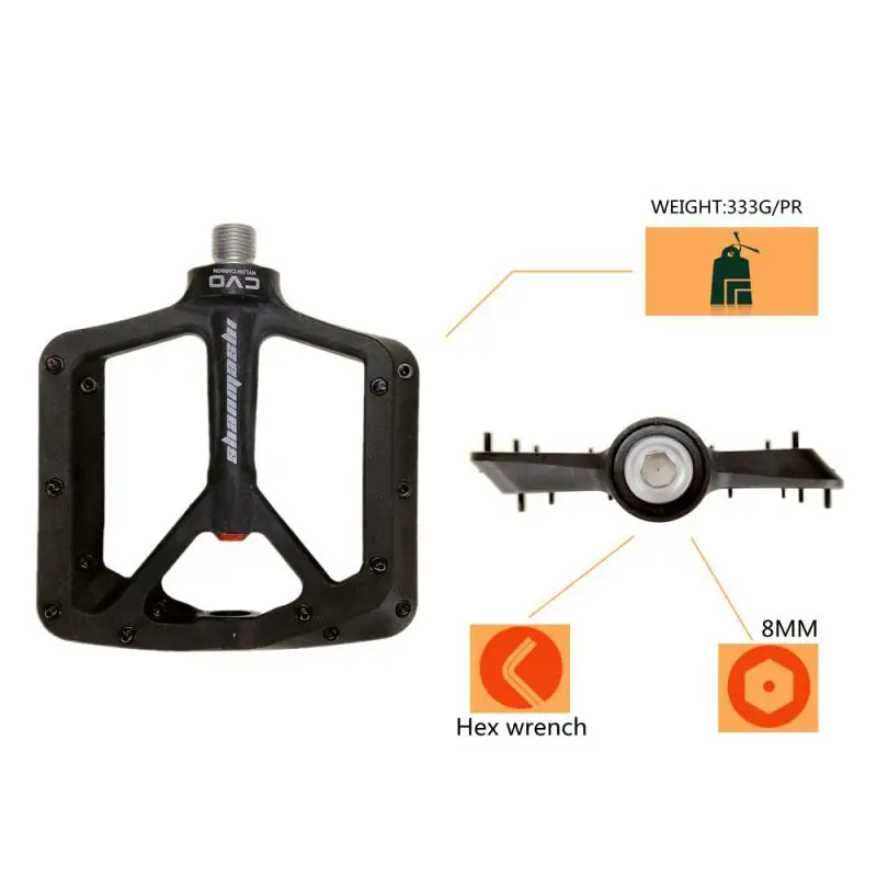 

2021 Hot SMS Bicycle Pedals Composite Flat Pedals Nylon Fiber MTB Road Bike Pedals Large Wide Bearing Ultralight Cycling Pedals