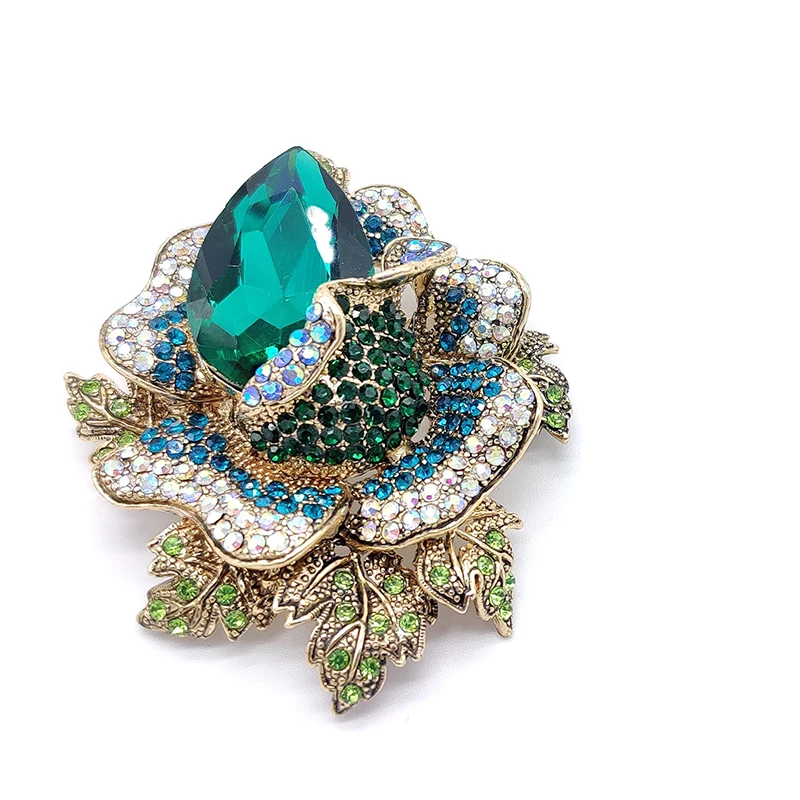 

PD BROOCH New Style Glass Top-grade Flower Micro-inlaid Zircon Brooch Clothing Accessories Wholesale Brooches for Women
