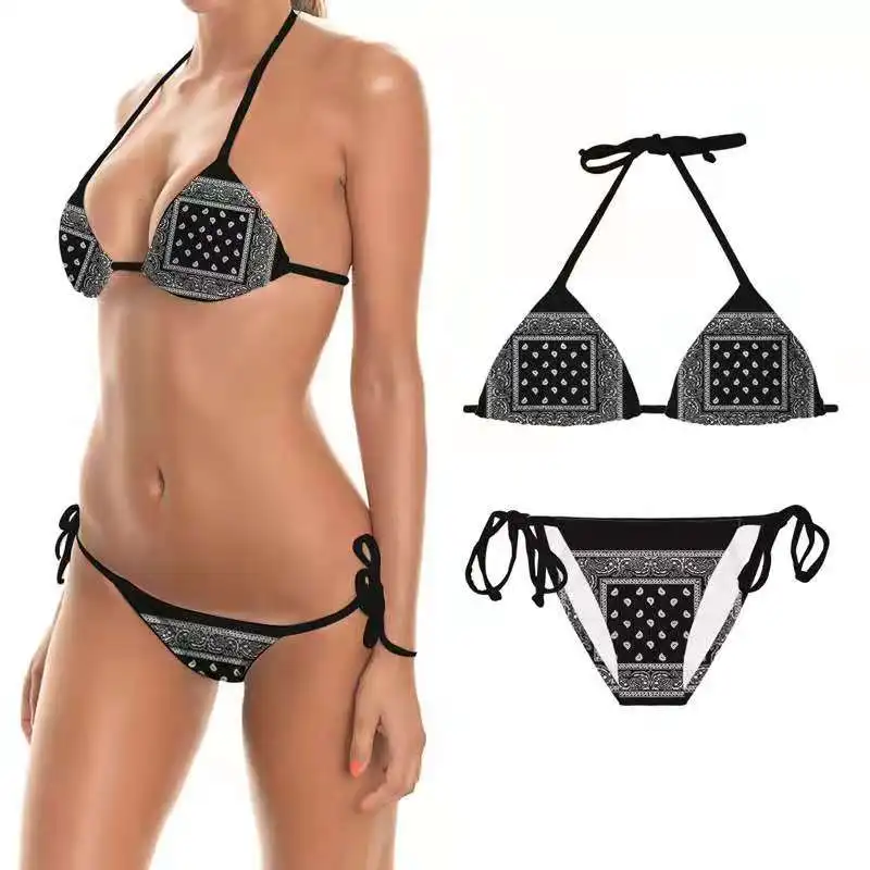 

Europe and the United States 2021 Women's separate swimsuit animation series sexy high waist Bikini sexy backless swimming wadin
