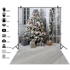 Фоны Laeacco Рождественская елка Подарки окно камин кабинет семейная фотография фоны для фотостудии реквизит