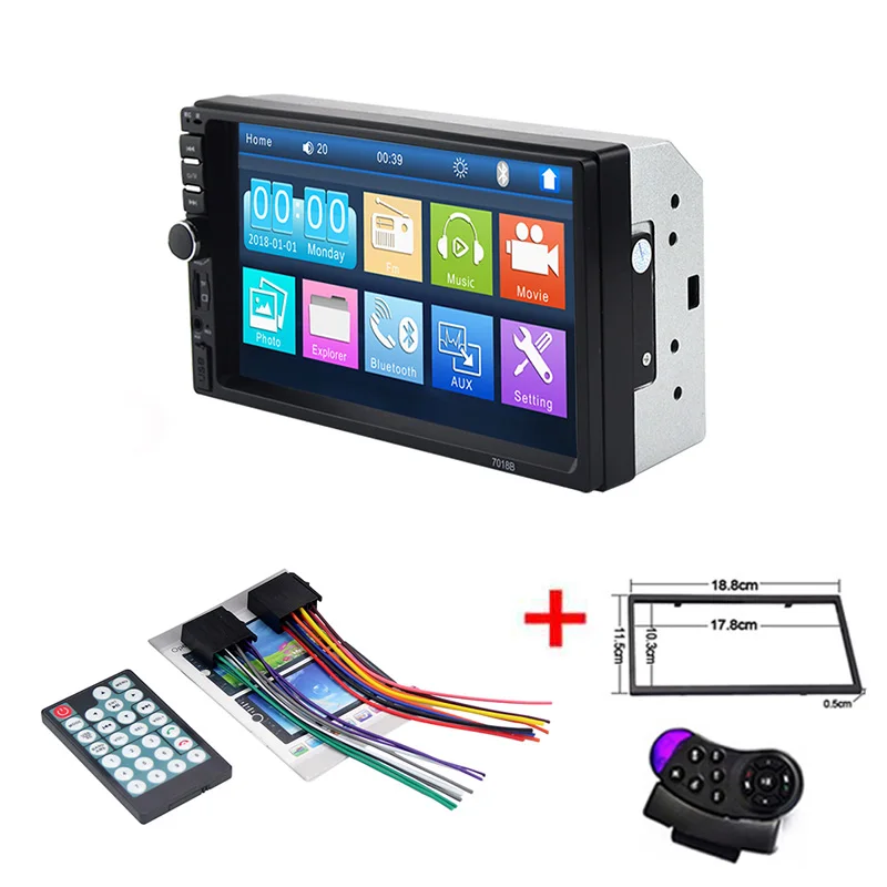 Autoradio 2Din Car radio Coche Recorder 7 inch Touch Screen Car Audio Bluetooth Rear View Camera 7018B MP5 Multimidio Player - Цвет: frame and control